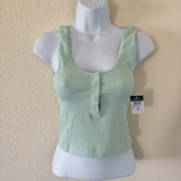 Green ribbed tank Size M NEW - Picture 1 of 8